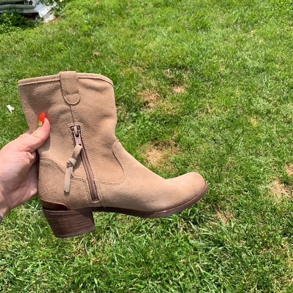 UGG Rioni Tan Suede Leather Soft Pull On Mid Boots - Picture 12 of 15